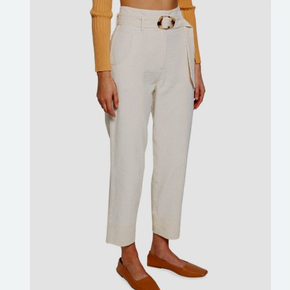 Jonathan Simkhai Gabrielle High Rise Belted  Pants Preppy Chic Classy